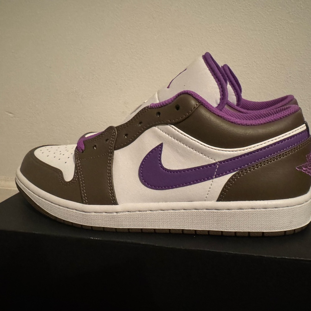 Jordan Sneakers in White, Brown, and Purple